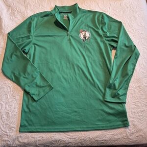 Ultra Game Boston Celtics men's size Large green long sleeve shirt 1/4 zip EUC